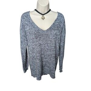 Express Women's Boho Blk/Wht Marbled Knit Open Back Ladder Cutout  Sweater S